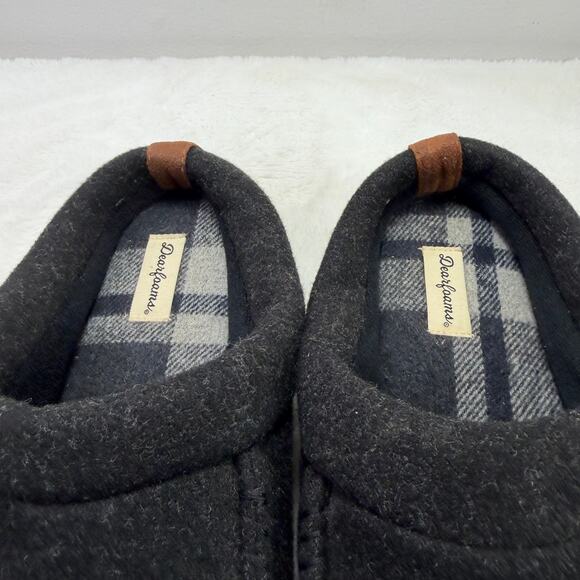Dearfoams Men’s Memory Foam Slippers Dark Heather Black Size L (11-12) - Picture 9 of 10